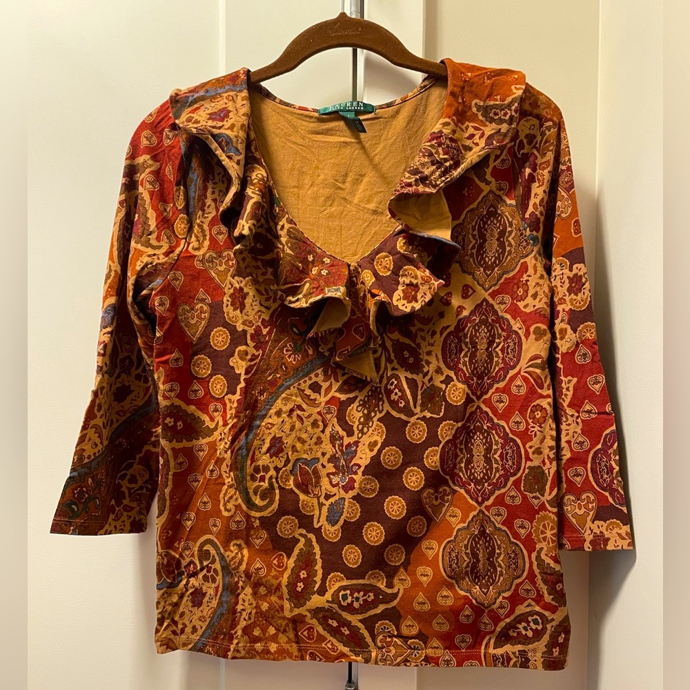 3/4 cotton ruffled shirt